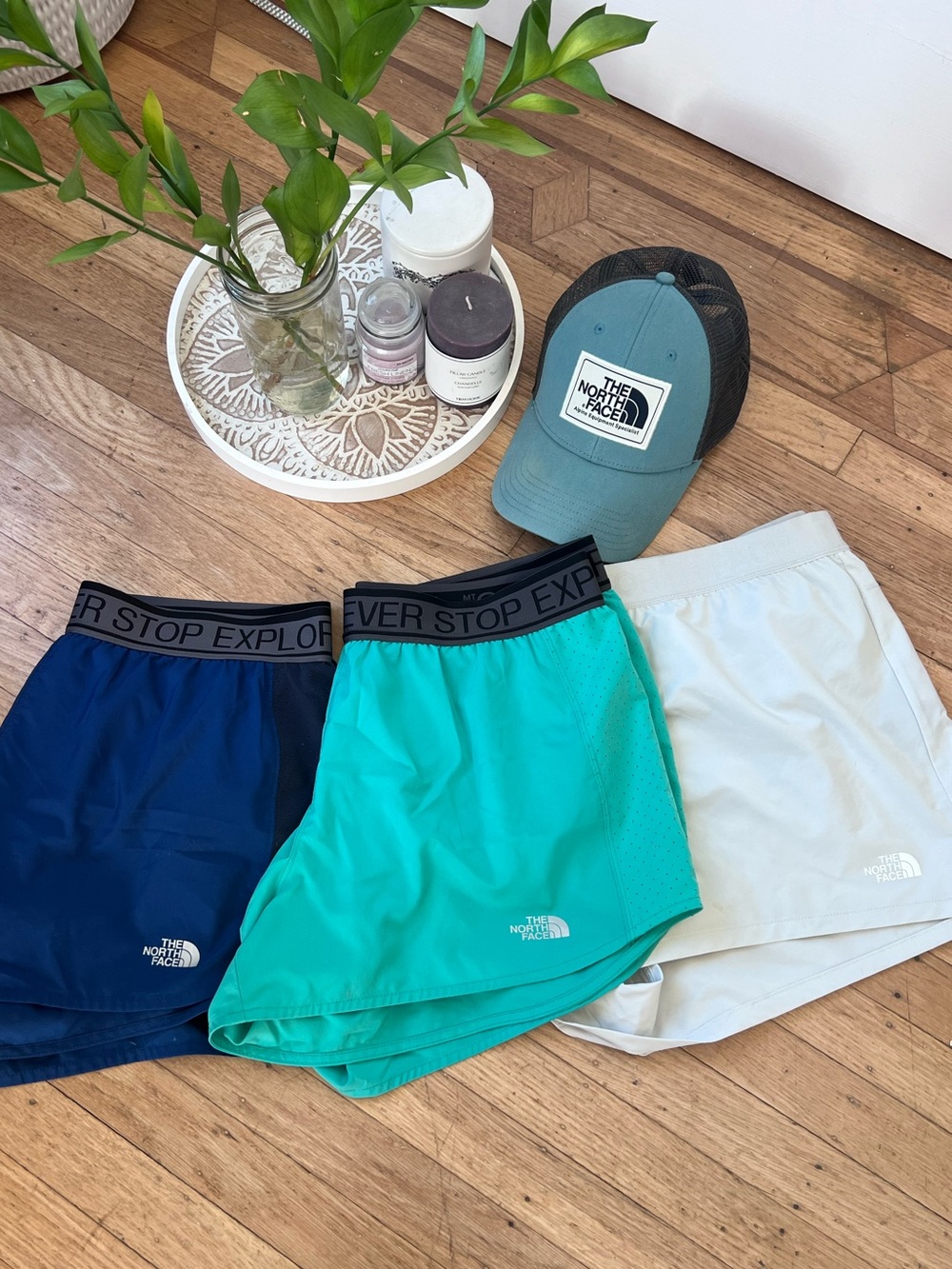 The North Face Women's Shorts Set - Navy, Teal, White-bundle 3 pack